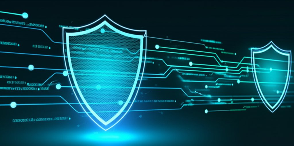 Glowing blue security shield integrating into the early stages of a conceptual CI/CD pipeline, symbolizing shift-left secu...