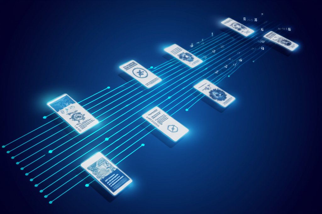 Modern digital landscape: secure app data streams protected by an intelligent security mesh deflecting digital threats.